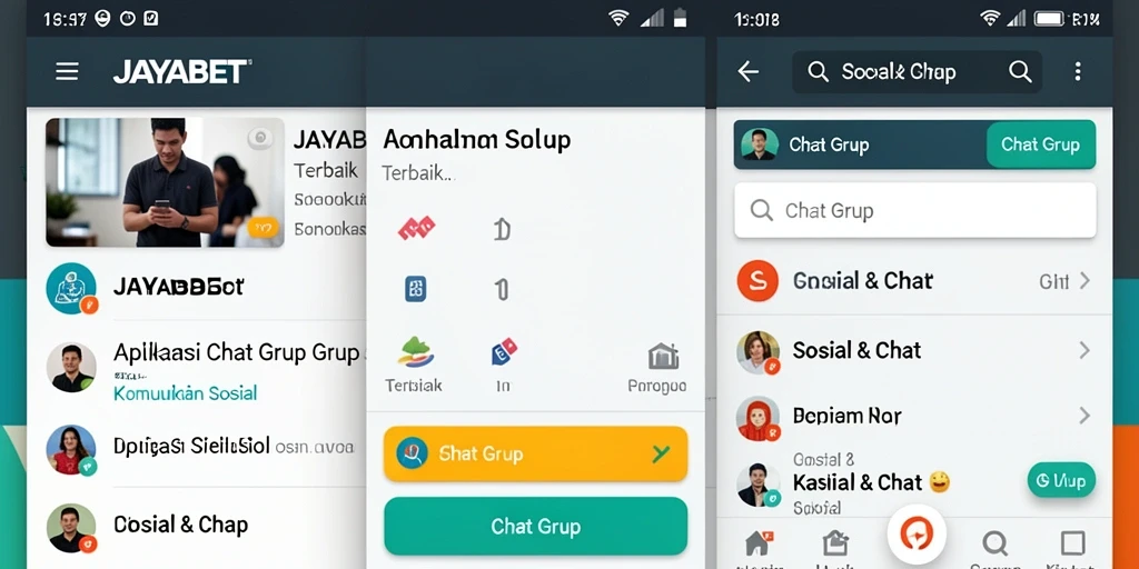 Antarmuka aplikasi JAYABET yang menampilkan chat grup dengan fitur menarik.