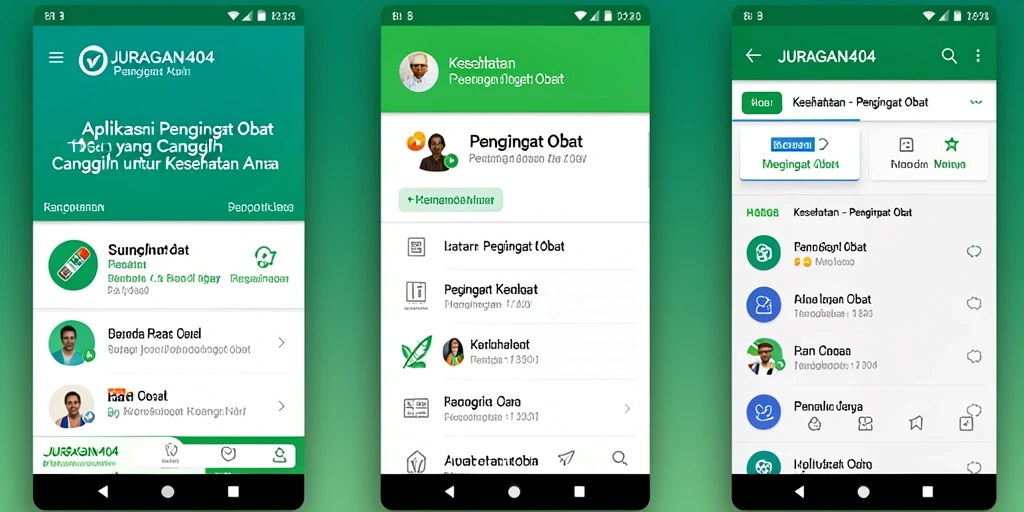 Screenshot antarmuka aplikasi Pengingat Obat JURAGAN404 yang mudah digunakan.
