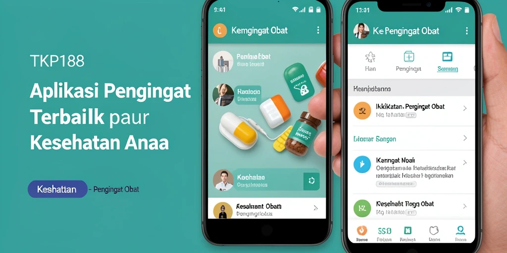 Antarmuka aplikasi TKP188 untuk pengingat obat yang user-friendly.